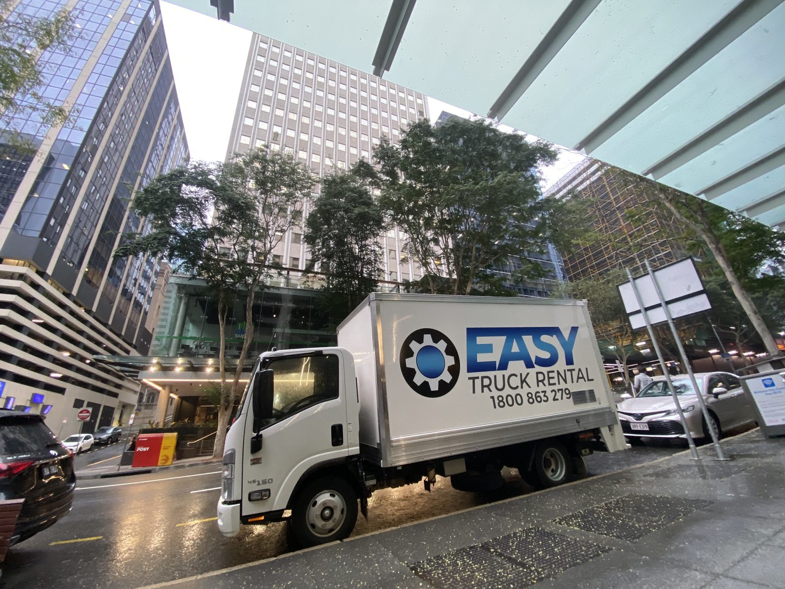 Easy Truck Rental van on a Brisbane city street